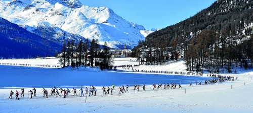 Engadin Skimarathon: Flugaufnahme bei Champfer